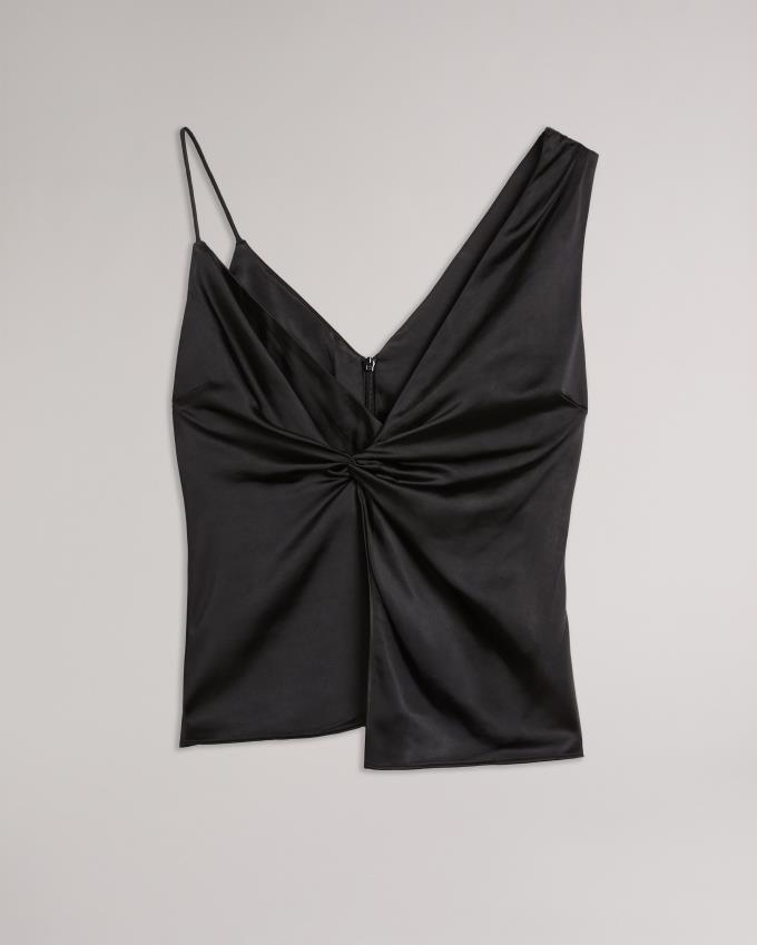 Hauts Ted Baker Asymmetric Twist Front Cami Noir Femme | RXB-70762842